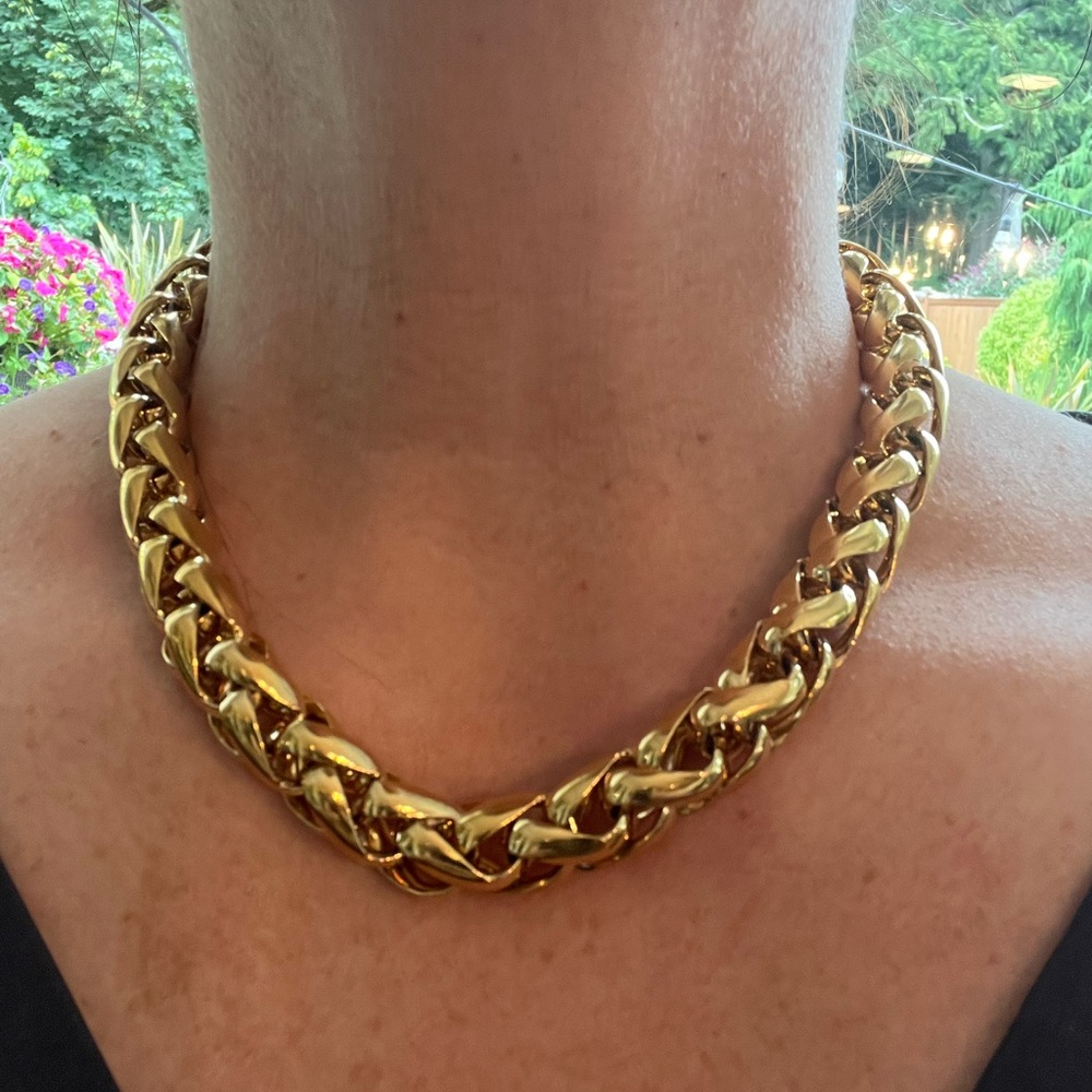 Womens Link Chain Choker Necklace Chunky Chain Link Necklace gold plated-heavy!